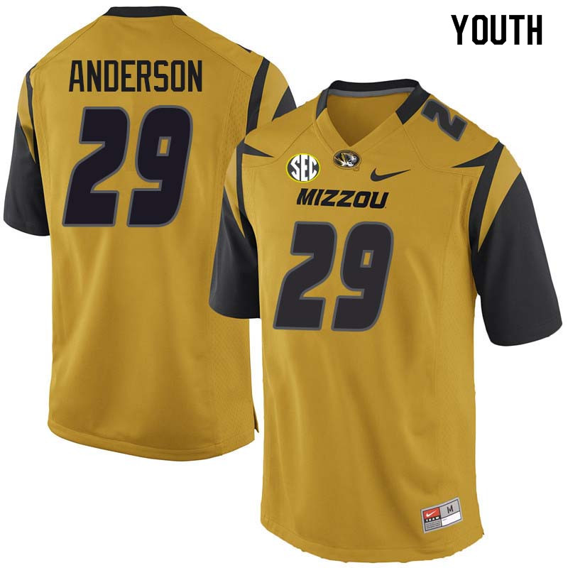 Youth #29 Nate Anderson Missouri Tigers College Football Jerseys Sale-Yellow